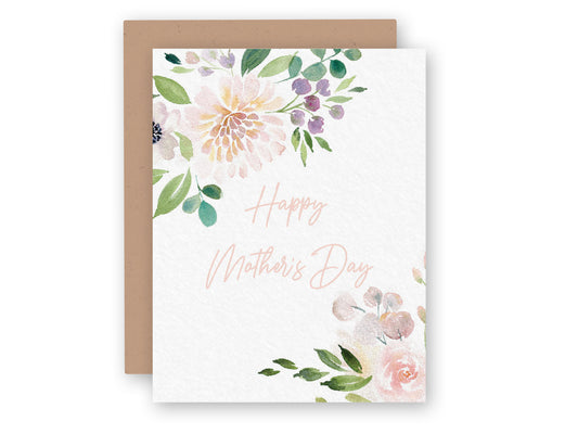 Mother's Day Card with Watercolor Floral Bouquet