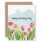 a mother's day card with watercolor tulips