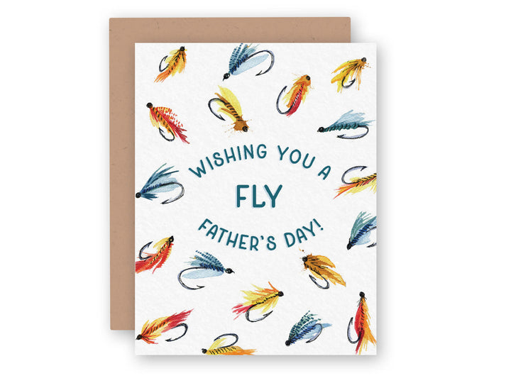 a father's day card with watercolor fishing flies