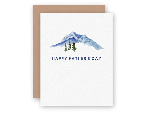 Minimalist Blue Watercolor Landscape | Father's Day Greeting Card