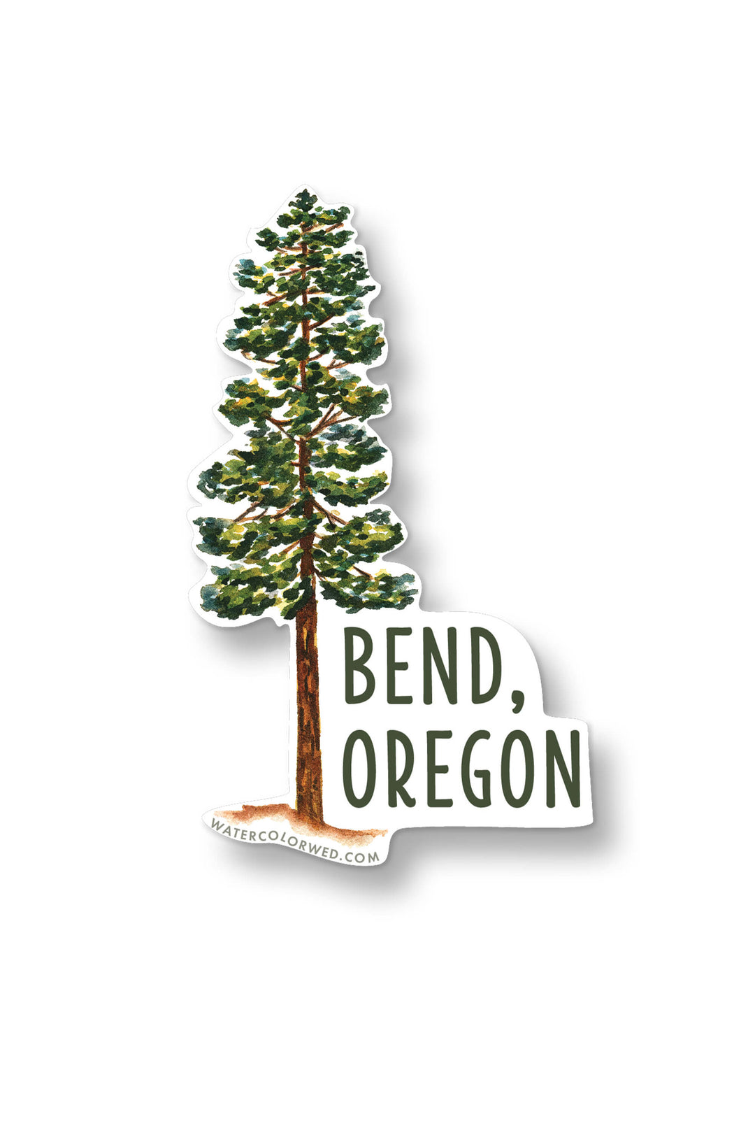 a sticker of a tree with the words bend oregon on it