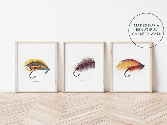 Fishing Fly Ties for Salmon | Set of 3 Prints
