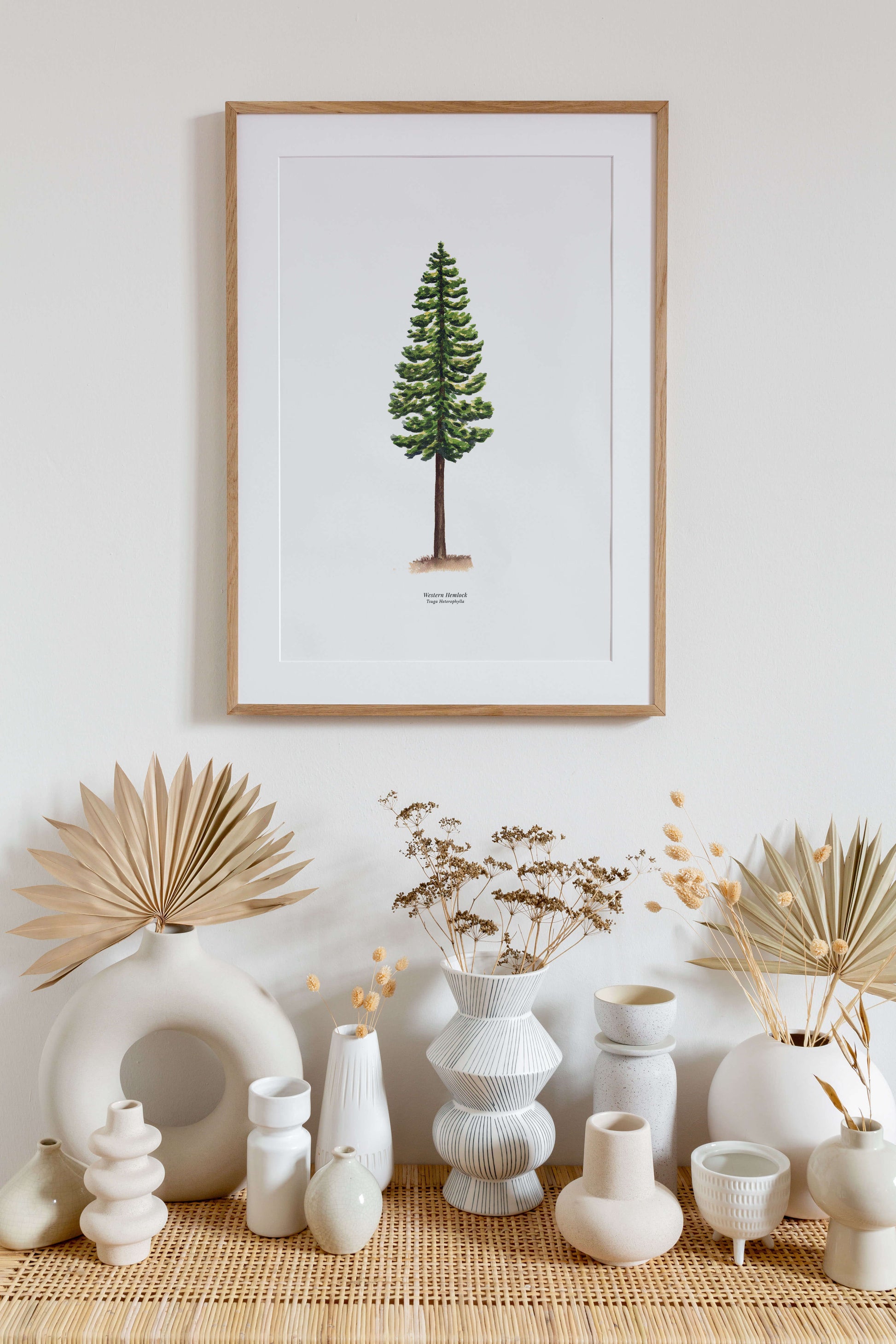 a hand painted picture of a pine tree on a wall
