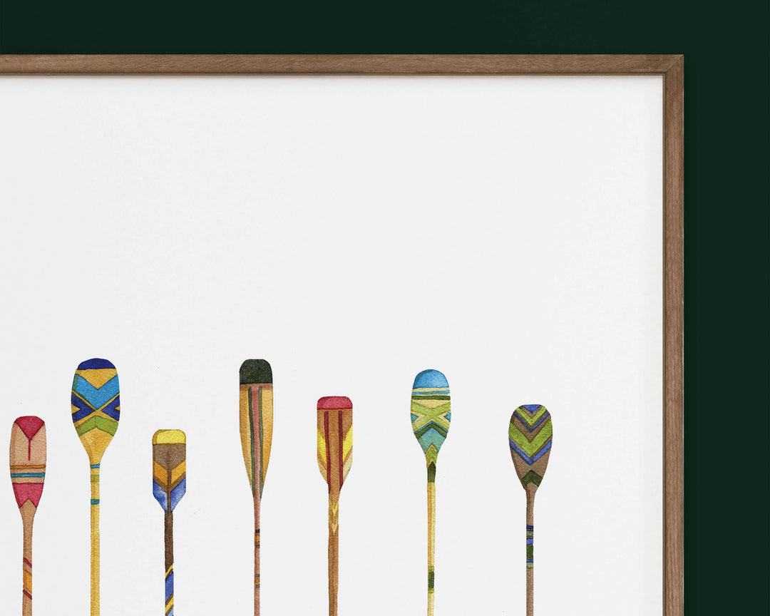 close up detail photo of canoe paddle art print