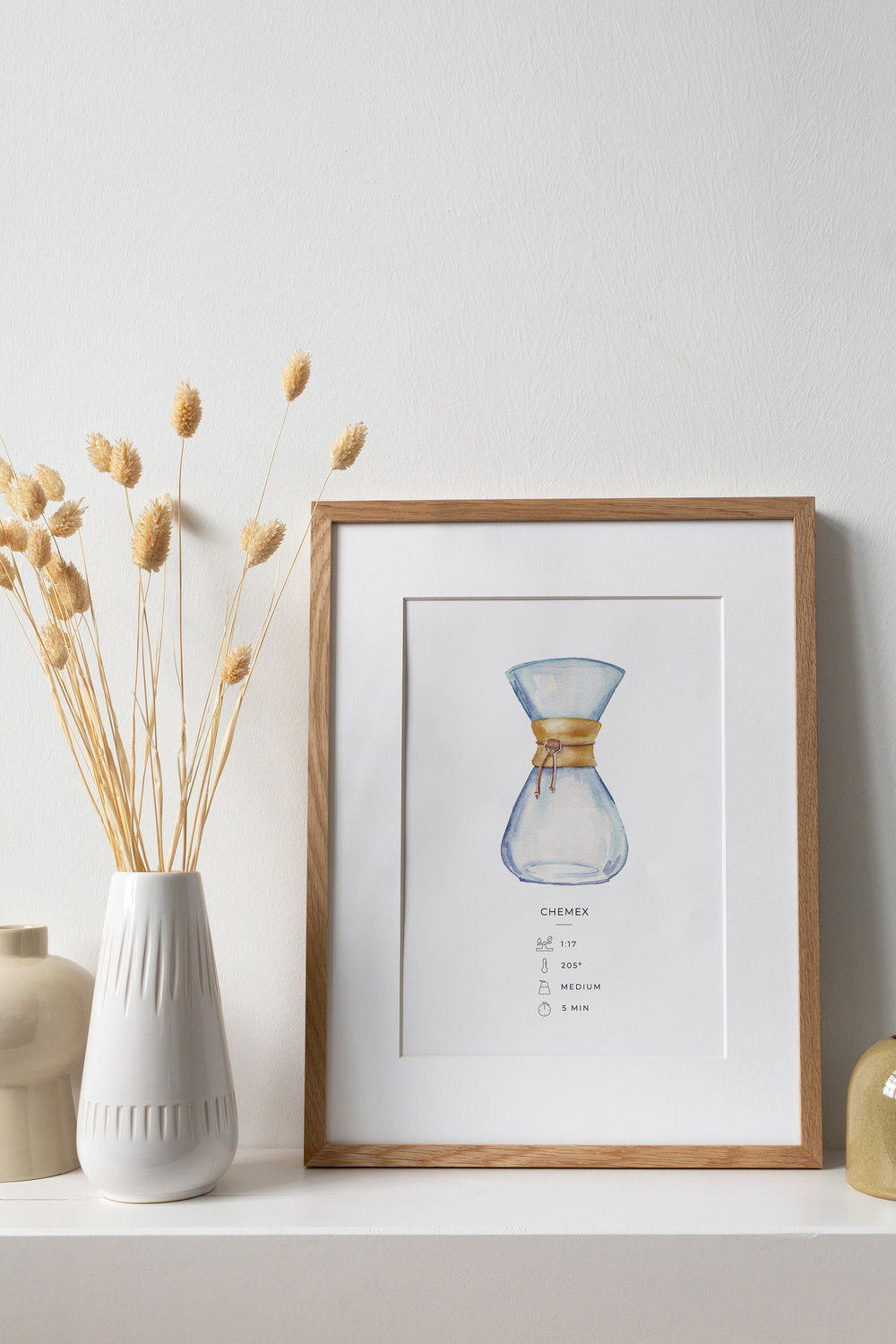 a picture of a chemex coffee maker watercolor art print