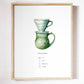 Pour-Over Coffee Brew Guide Watercolor Illustration for Coffee Corner