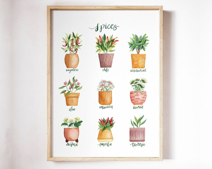 hand painted art print of kitchen spice plant