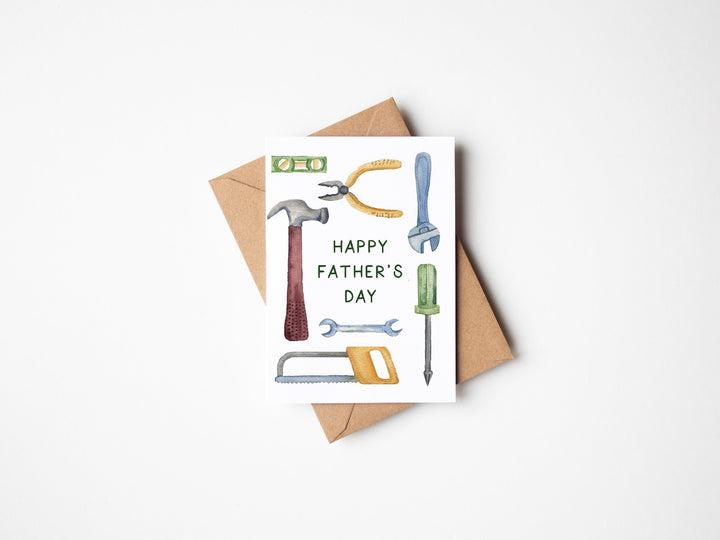 a father's day card with tools on it